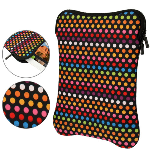 Colored Dot Pattern Thermal Transfer Soft Protective Laptop Zipper Bag for 14 inch Laptop